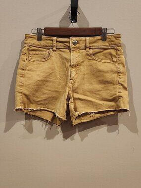 American Eagle Women's Mustard Yellow Denim Cutoff Shorts Size 8